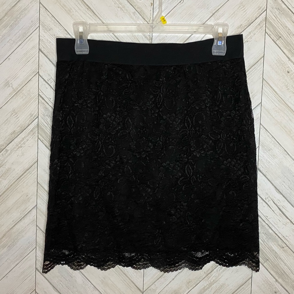 Anne Klein black lace mini skirt